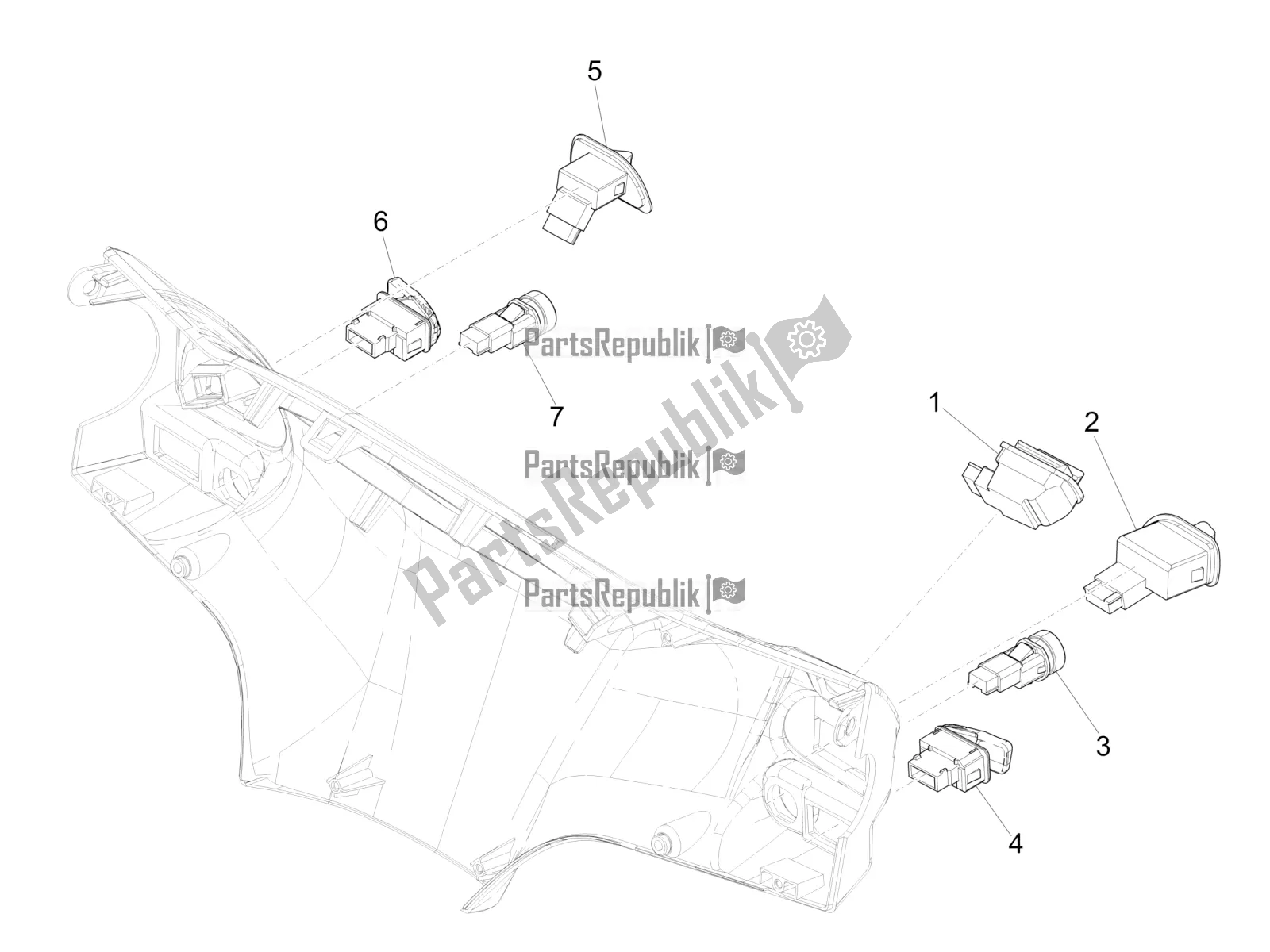 All parts for the Selectors - Switches - Buttons of the Piaggio Liberty 125 Iget 4T 3V IE ABS Apac 2019