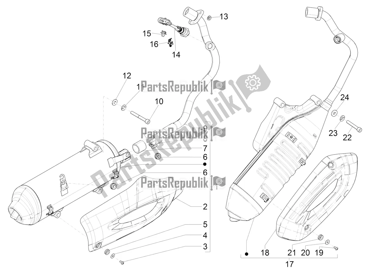 Toutes les pièces pour le Silencieux du Piaggio Liberty 125 Iget 4T 3V IE ABS Apac 2019