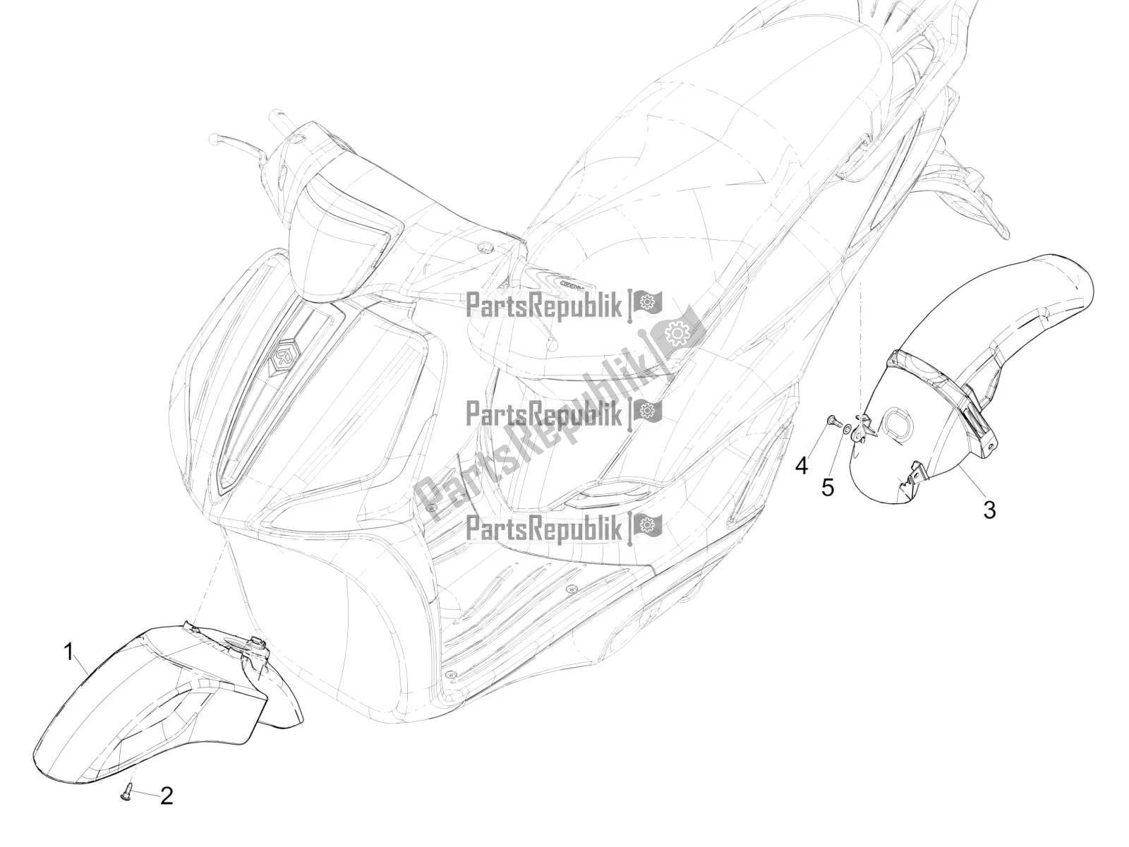 Toutes les pièces pour le Logement De Roue - Garde-boue du Piaggio Liberty 125 Iget 4T 3V IE ABS Apac 2019
