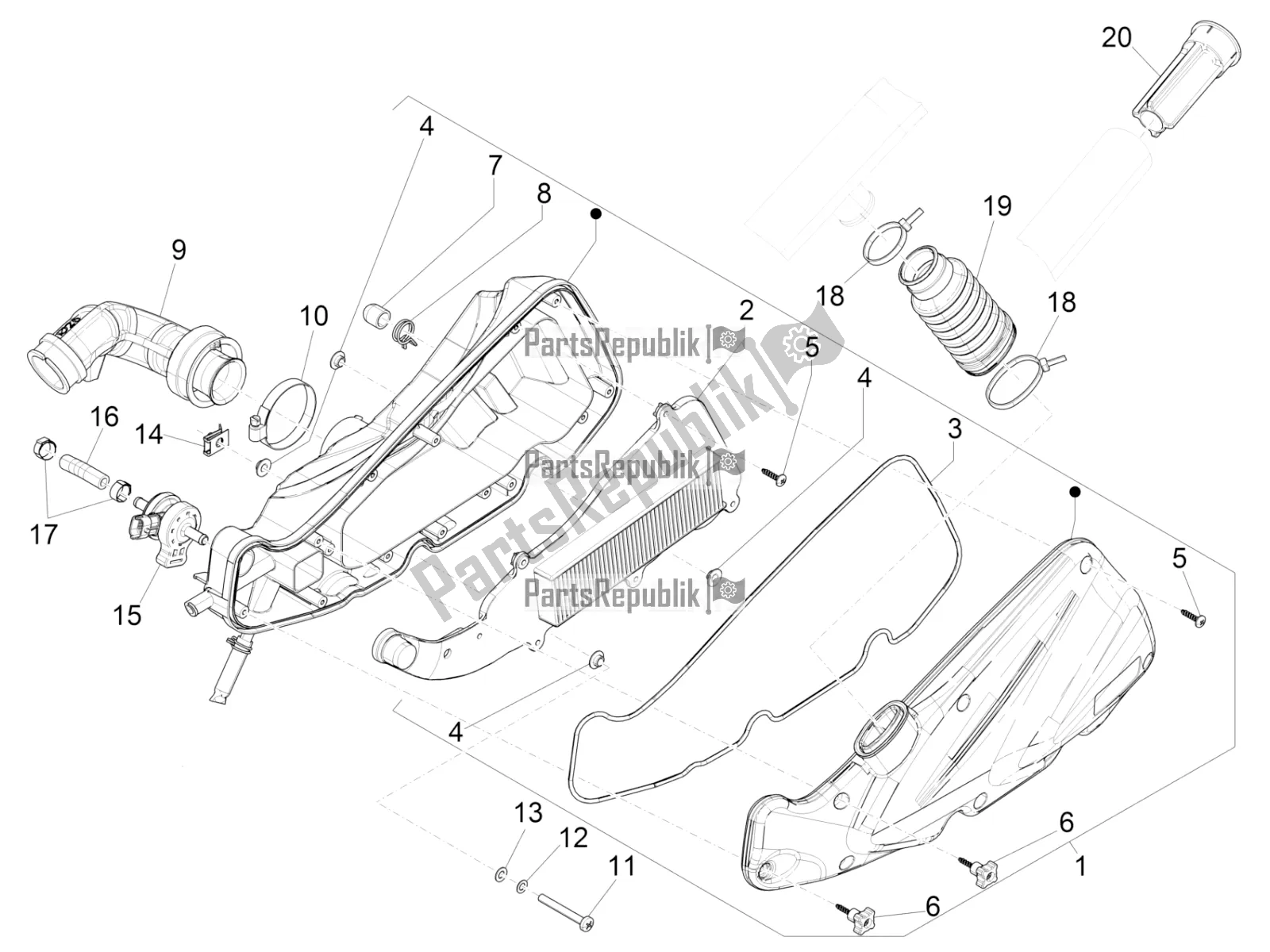 Toutes les pièces pour le Filtre à Air du Piaggio Liberty 125 Iget 4T 3V IE ABS Apac 2020