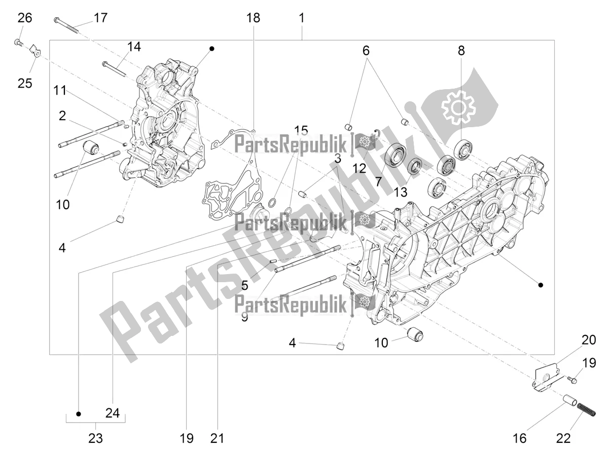 Todas as partes de Bloco Do Motor do Piaggio Liberty 125 Iget 4T 3V IE ABS Apac 2020