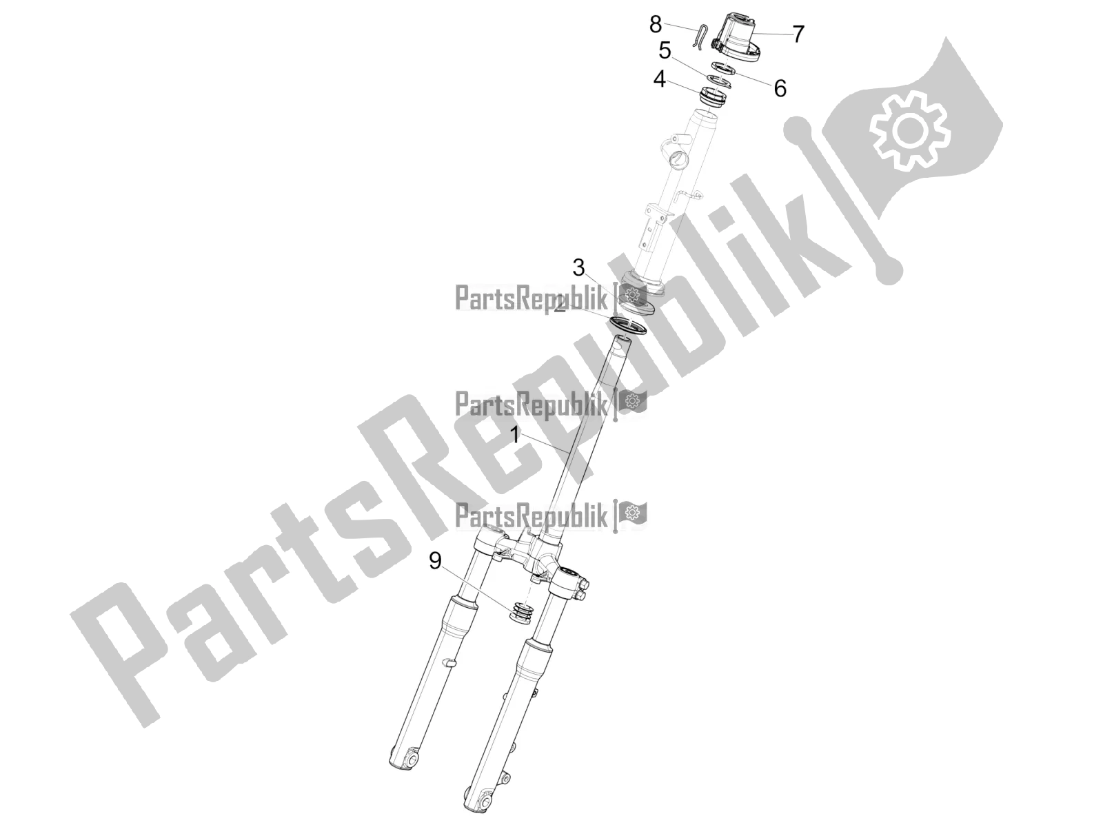 Wszystkie części do Widelec / Rura Sterowa - Zespó? ? O? Yska Uk? Adu Kierowniczego Piaggio Liberty 125 Iget 4T 3V IE ABS Apac 2020