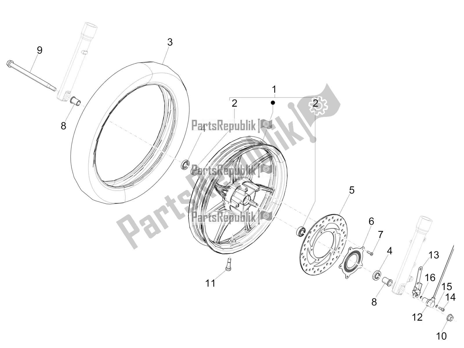 Toutes les pièces pour le Roue Avant du Piaggio Liberty 125 Iget 4T 3V IE ABS Apac 2020