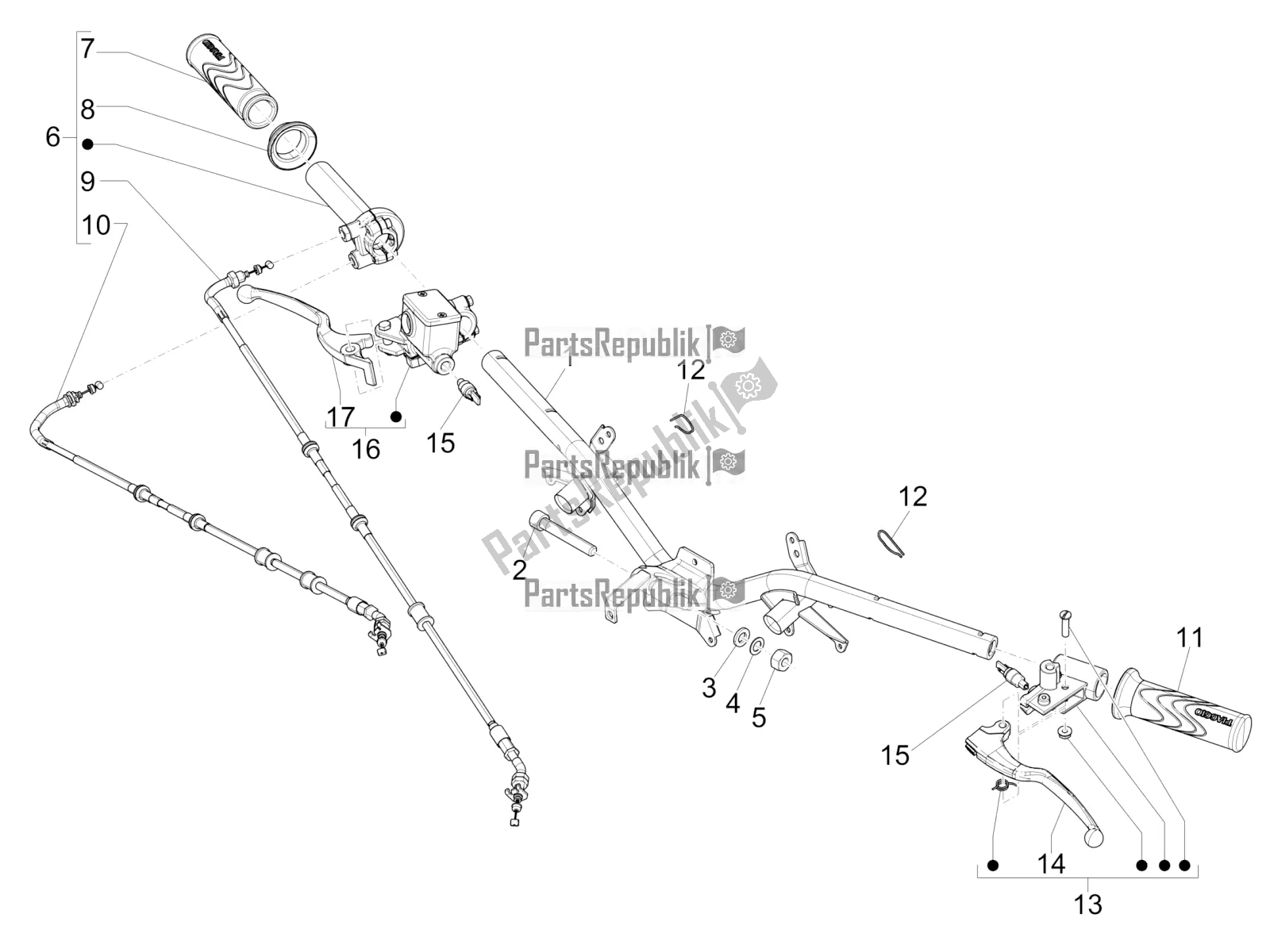 Toutes les pièces pour le Guidon - Master Cil. Du Piaggio Liberty 125 Iget 4T 3V IE ABS Apac 2020