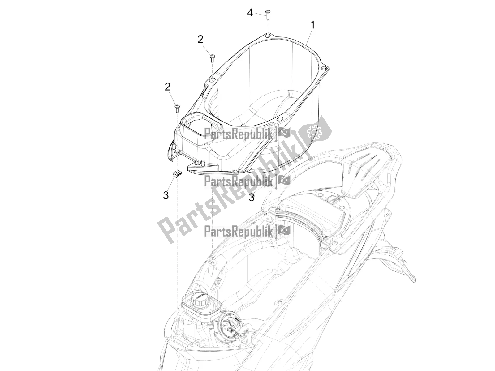 All parts for the Helmet Huosing - Undersaddle of the Piaggio Liberty 125 Iget 4T 3V IE ABS Apac 2020