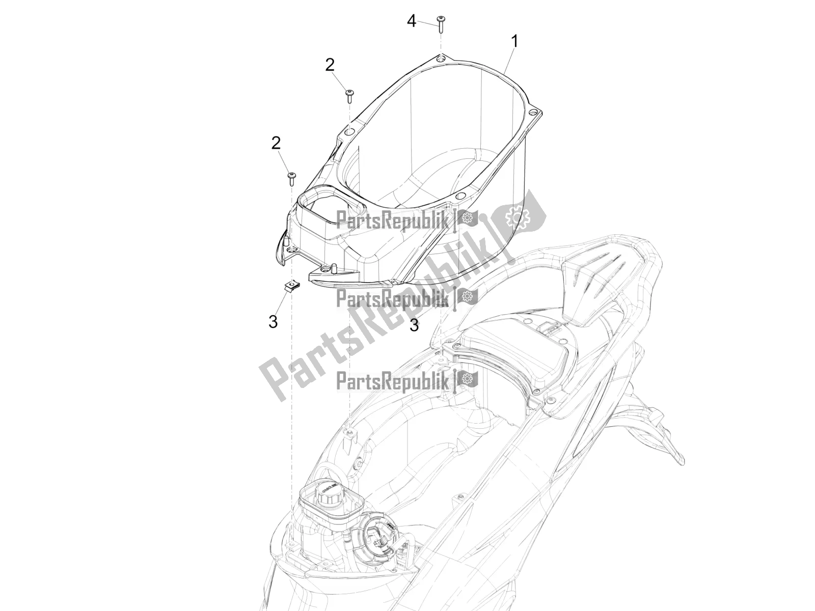 Toutes les pièces pour le Logement De Casque - Sous La Selle du Piaggio Liberty 125 Iget 4T 3V IE ABS Apac 2020
