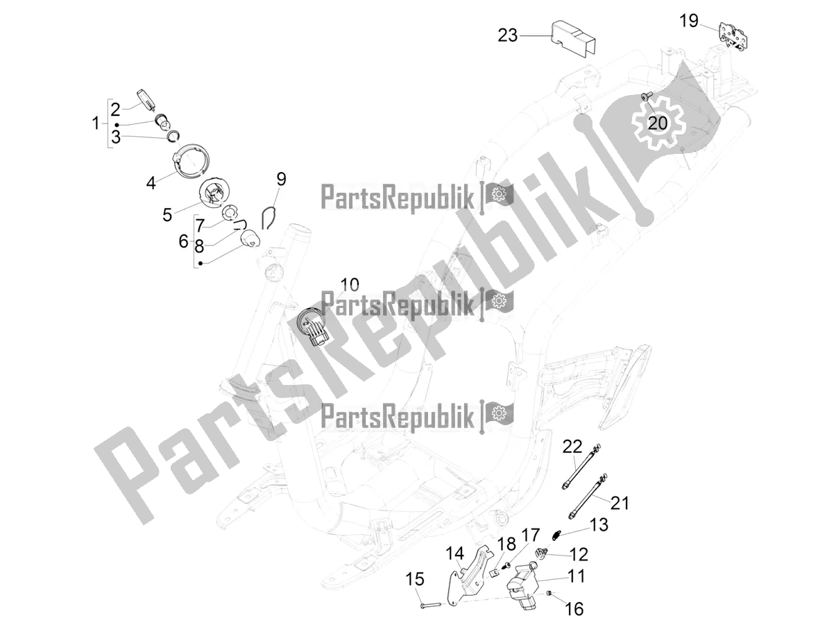 Todas as partes de Fechaduras do Piaggio Liberty 125 Iget 4T 3V IE ABS Apac 2020