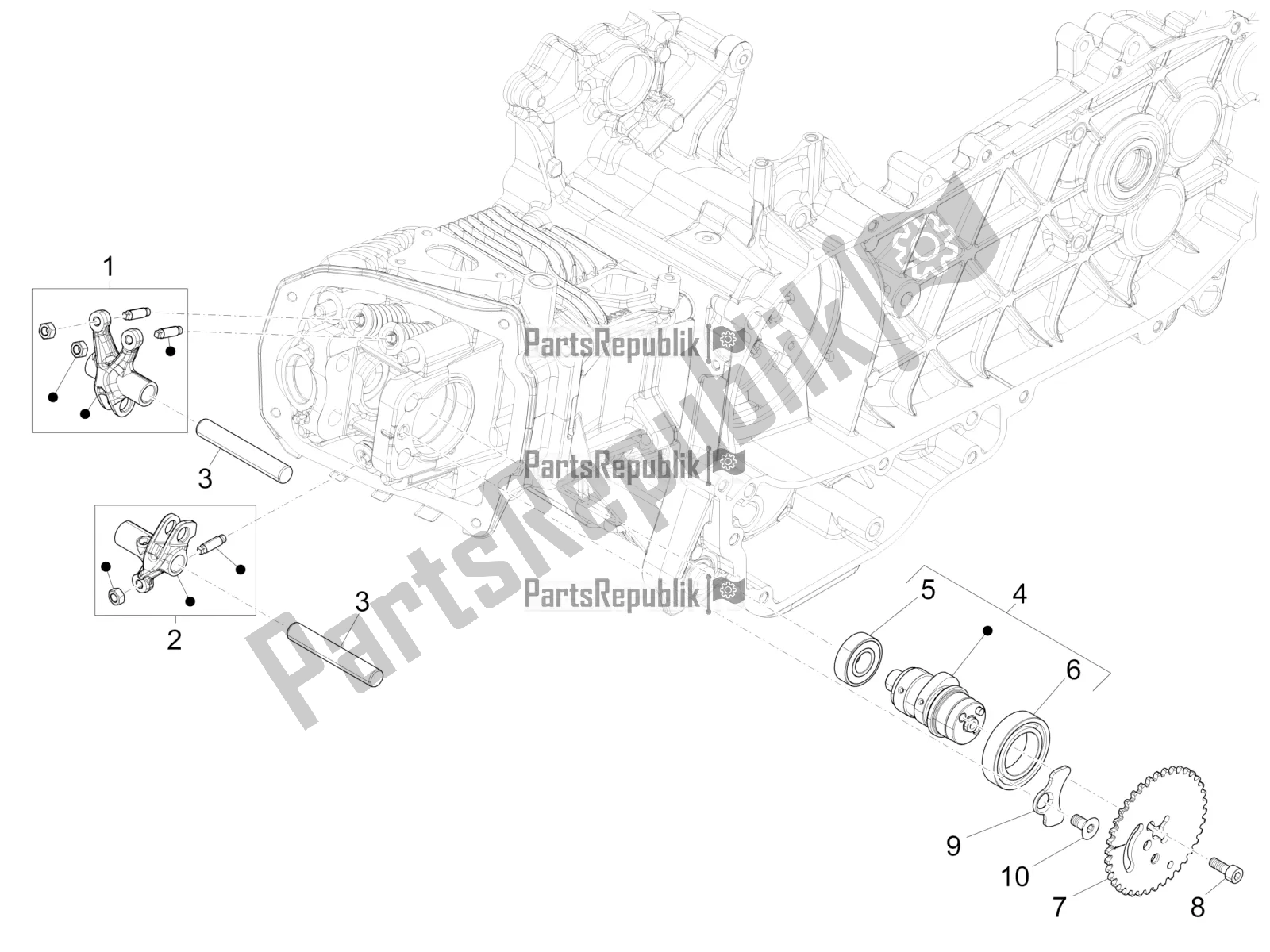 Toutes les pièces pour le Leviers à Bascule Support Unité du Piaggio Liberty 125 Iget 4T 3V IE ABS Apac 2020