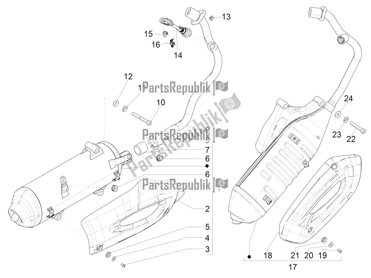 Toutes les pièces pour le Silencieux du Piaggio Liberty 125 Iget 4T 3V IE ABS Apac 2020