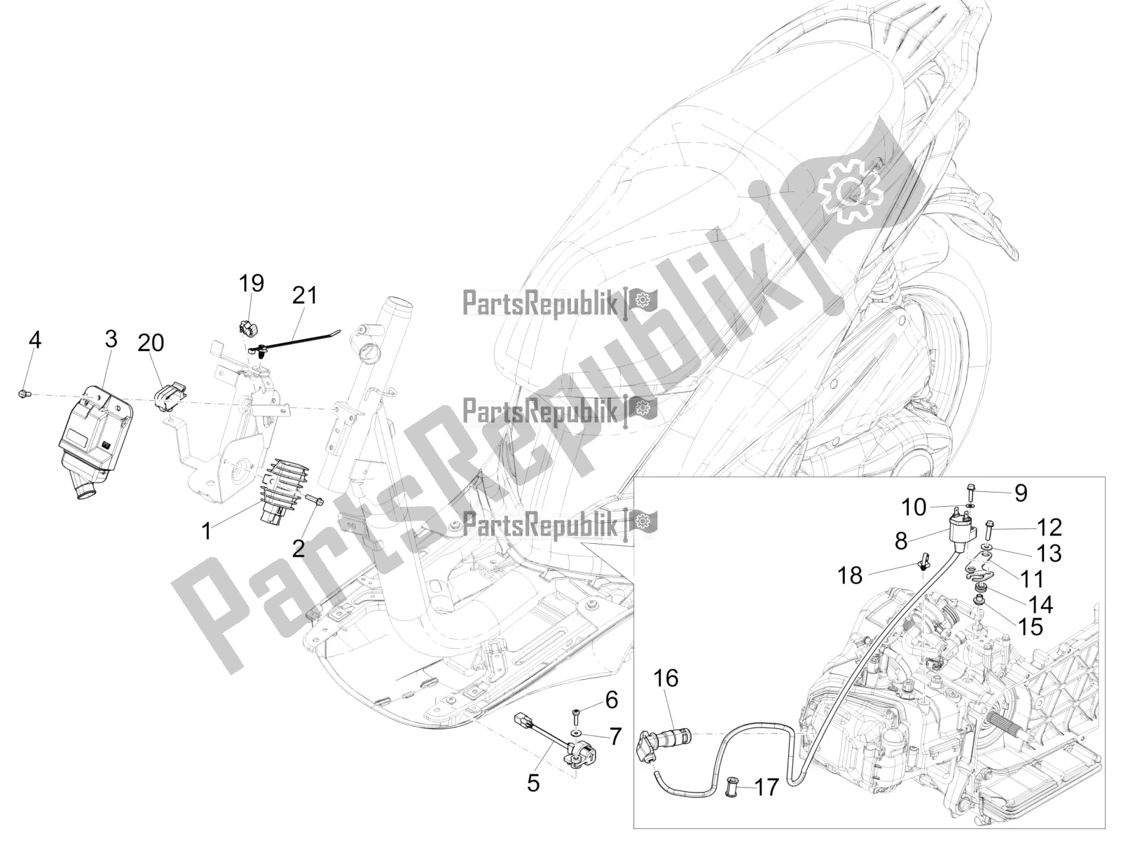 Todas as partes de Reguladores De Tensão - Unidades De Controle Eletrônico (ecu) - H. T. Bobina do Piaggio Liberty 125 Iget 4T 3V IE ABS Apac 2020
