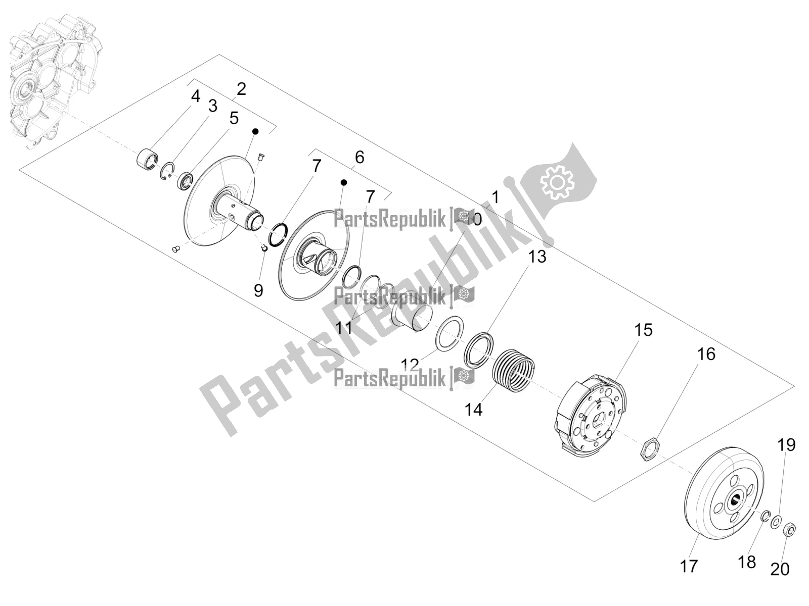 Todas las partes para Polea Conducida de Piaggio Liberty 125 Iget 4T 3V IE ABS Apac 2021