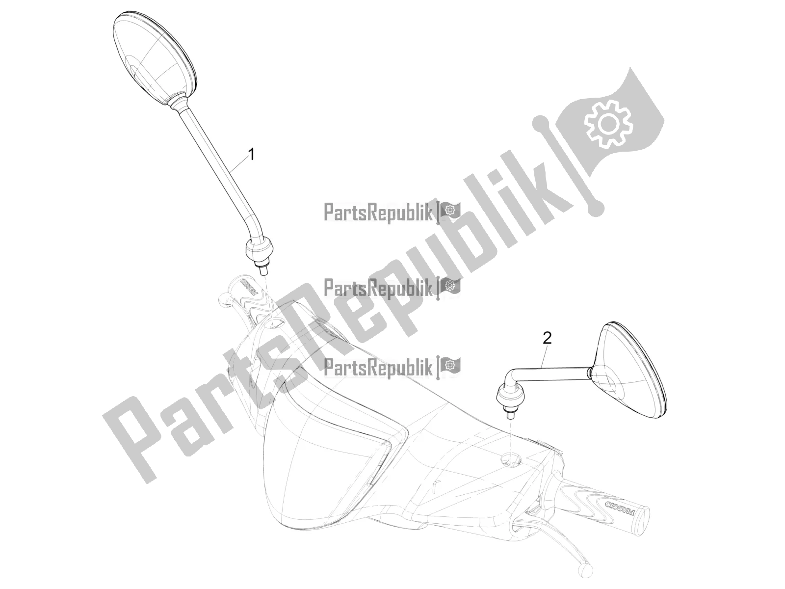 Tutte le parti per il Specchio / I Di Guida del Piaggio Liberty 125 Iget 4T 3V IE ABS Apac 2021