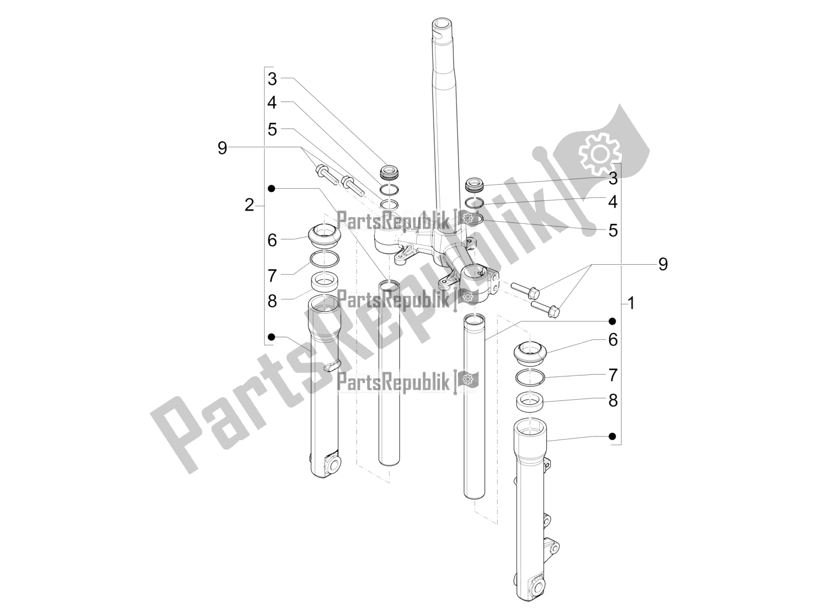 Tutte le parti per il Componenti Della Forcella (parte Superiore Di Wuxi) del Piaggio Liberty 125 Iget 4T 3V IE ABS Apac 2021
