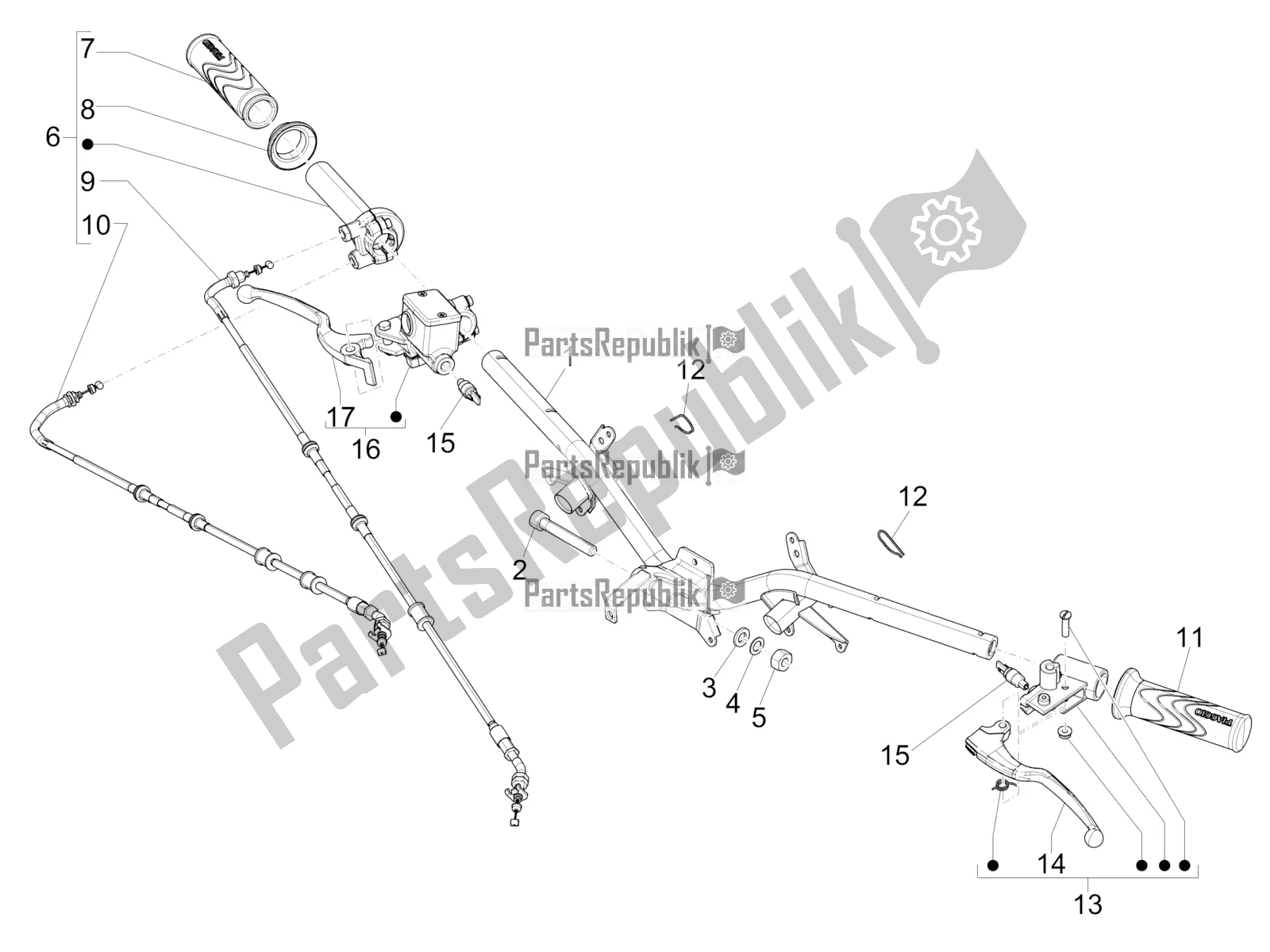 Toutes les pièces pour le Guidon - Master Cil. Du Piaggio Liberty 125 Iget 4T 3V IE ABS Apac 2021