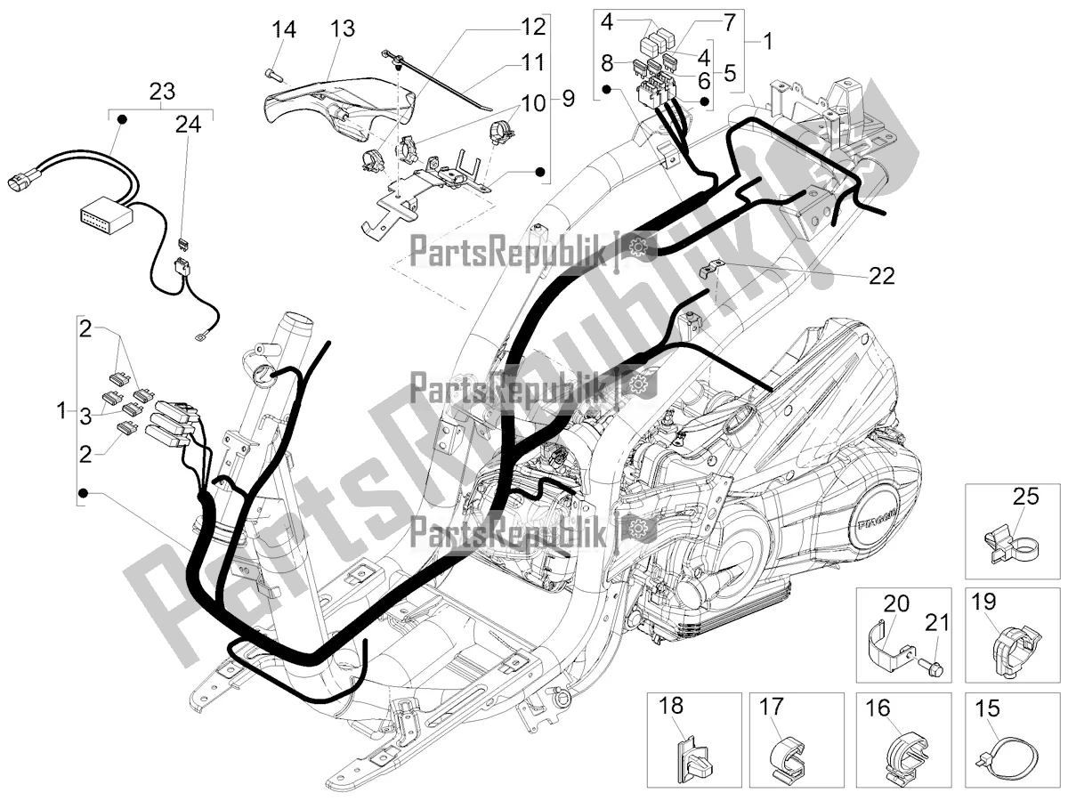 All parts for the Main Cable Harness of the Piaggio Liberty 125 Iget 4T 3V IE ABS Apac 2021