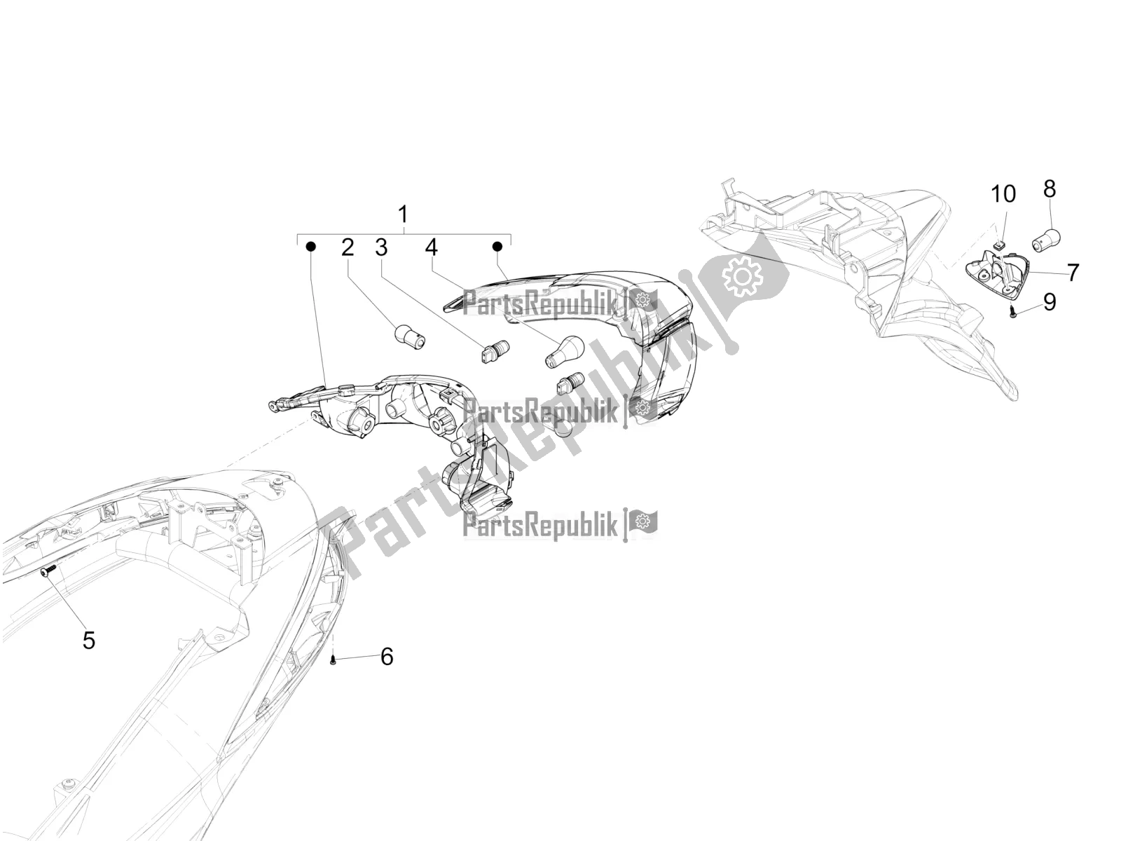 All parts for the Rear Headlamps - Turn Signal Lamps of the Piaggio Liberty 125 Iget 4T 3V IE ABS Apac 2021