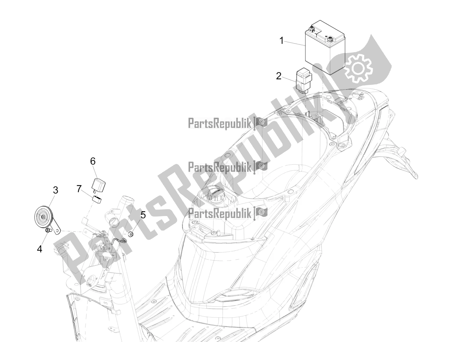 All parts for the Remote Control Switches - Battery - Horn of the Piaggio Liberty 125 Iget 4T 3V IE ABS Apac 2021
