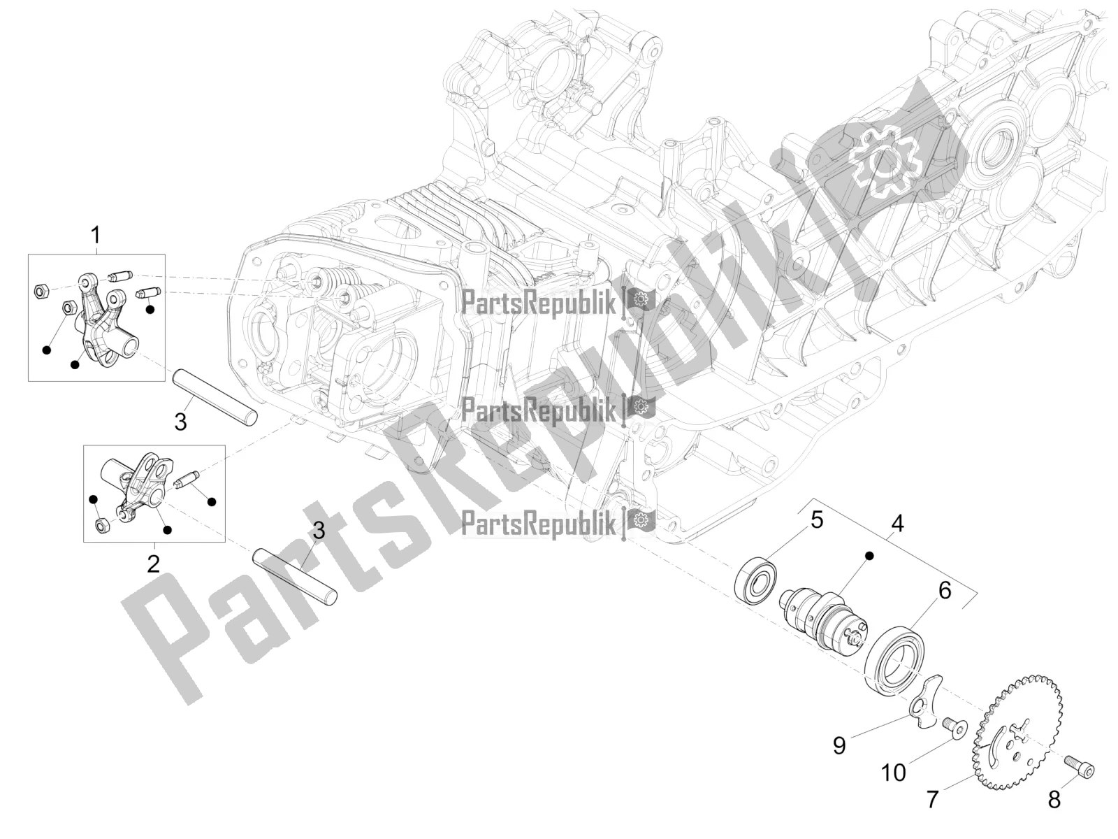 All parts for the Rocking Levers Support Unit of the Piaggio Liberty 125 Iget 4T 3V IE ABS Apac 2021