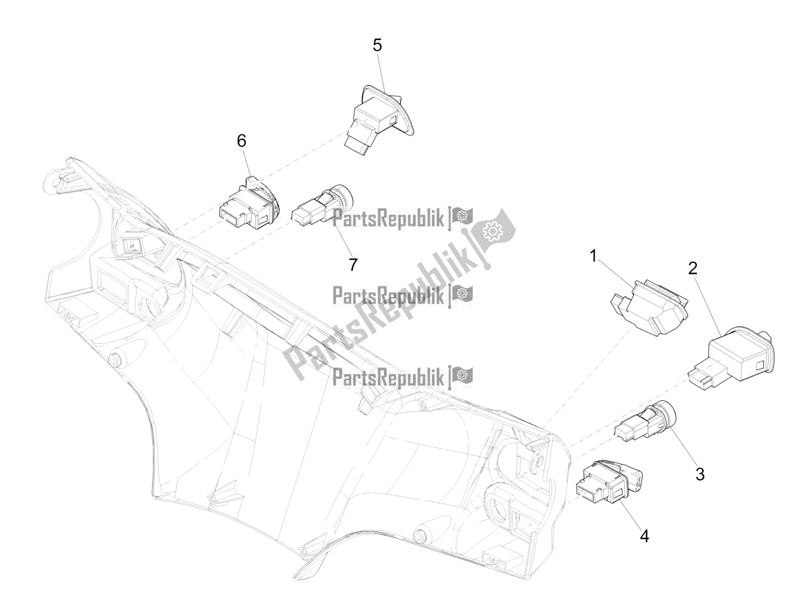 All parts for the Selectors - Switches - Buttons of the Piaggio Liberty 125 Iget 4T 3V IE ABS Apac 2021