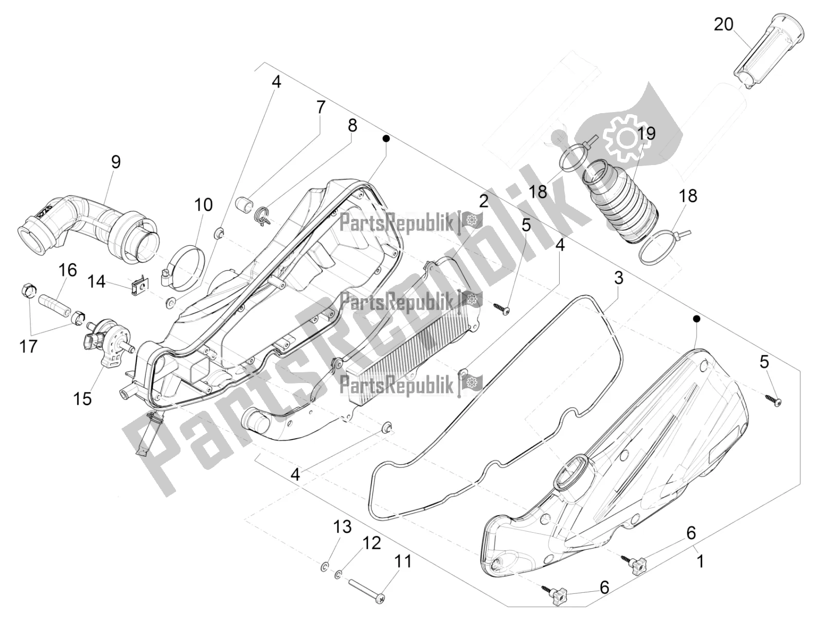 Tutte le parti per il Filtro Dell'aria del Piaggio Liberty 125 Iget 4T 3V IE ABS Apac 2022