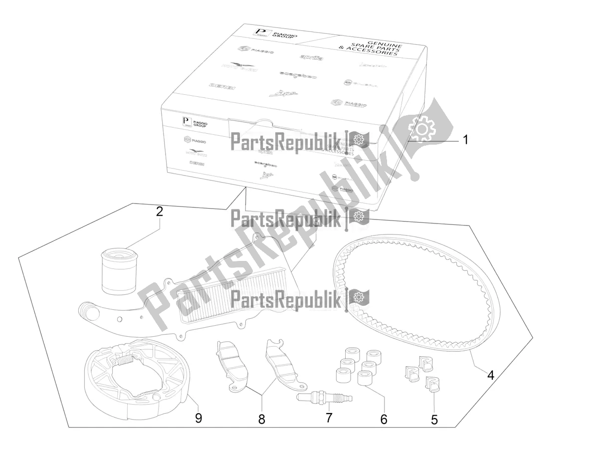 All parts for the Complete Wear And Maintenance Kit of the Piaggio Liberty 125 Iget 4T 3V IE ABS Apac 2022