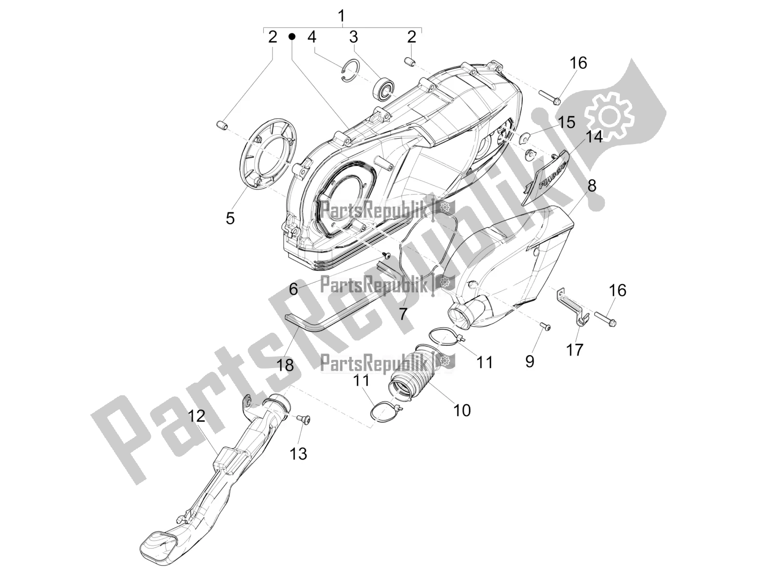 Todas las partes para Tapa Del Cárter - Enfriamiento Del Cárter de Piaggio Liberty 125 Iget 4T 3V IE ABS Apac 2022