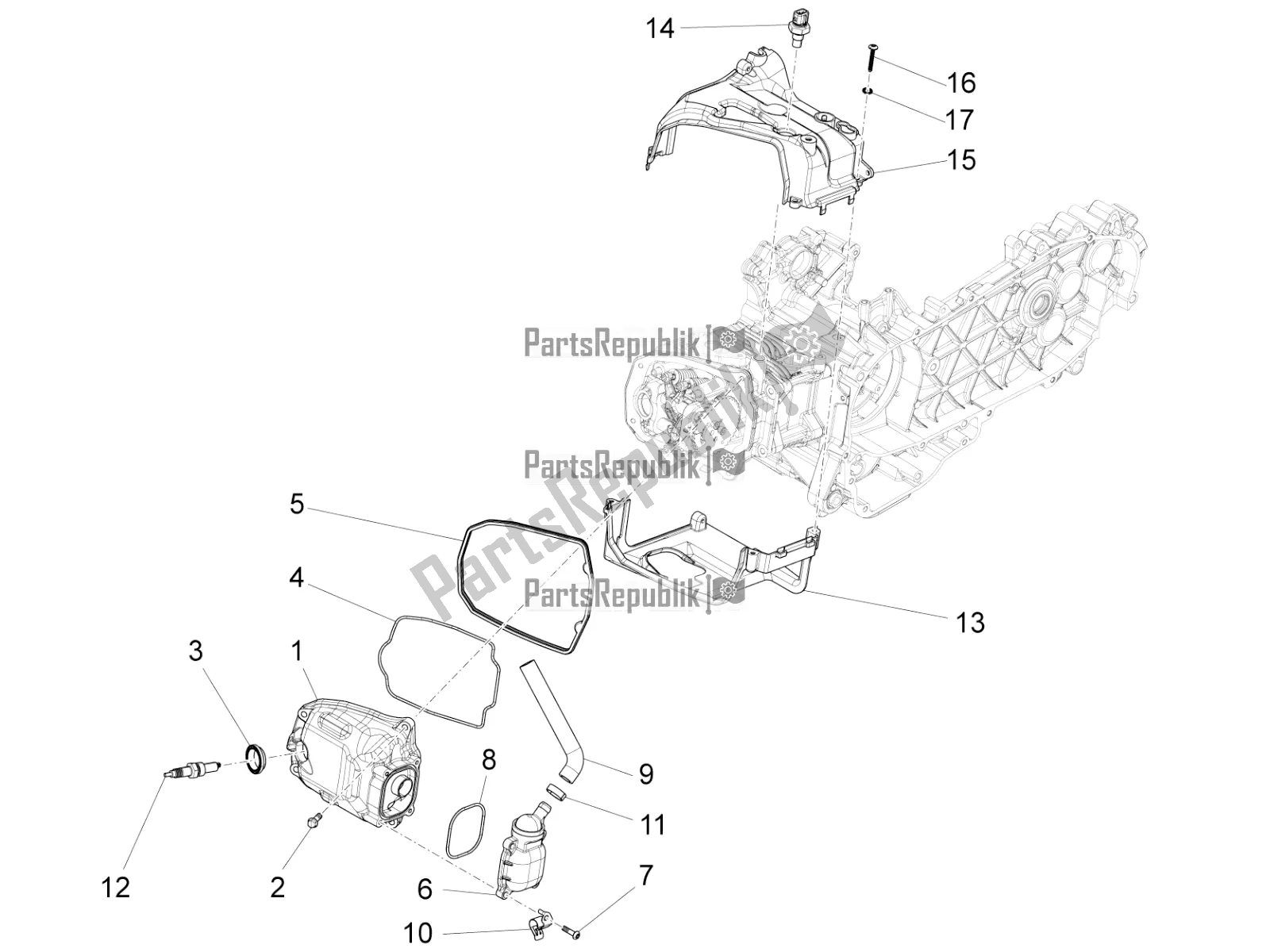 All parts for the Cylinder Head Cover of the Piaggio Liberty 125 Iget 4T 3V IE ABS Apac 2022
