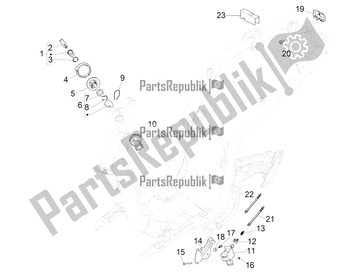 Todas as partes de Fechaduras do Piaggio Liberty 125 Iget 4T 3V IE ABS Apac 2022