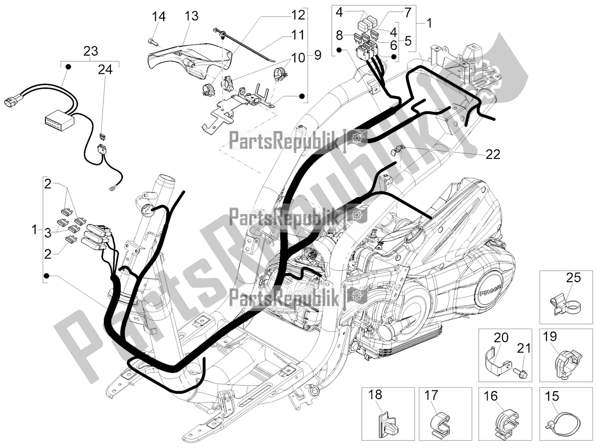 Todas as partes de Chicote De Cabos Principal do Piaggio Liberty 125 Iget 4T 3V IE ABS Apac 2022