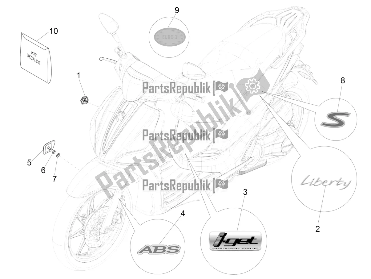 Toutes les pièces pour le Plaques - Emblèmes du Piaggio Liberty 125 Iget 4T 3V IE ABS Apac 2022