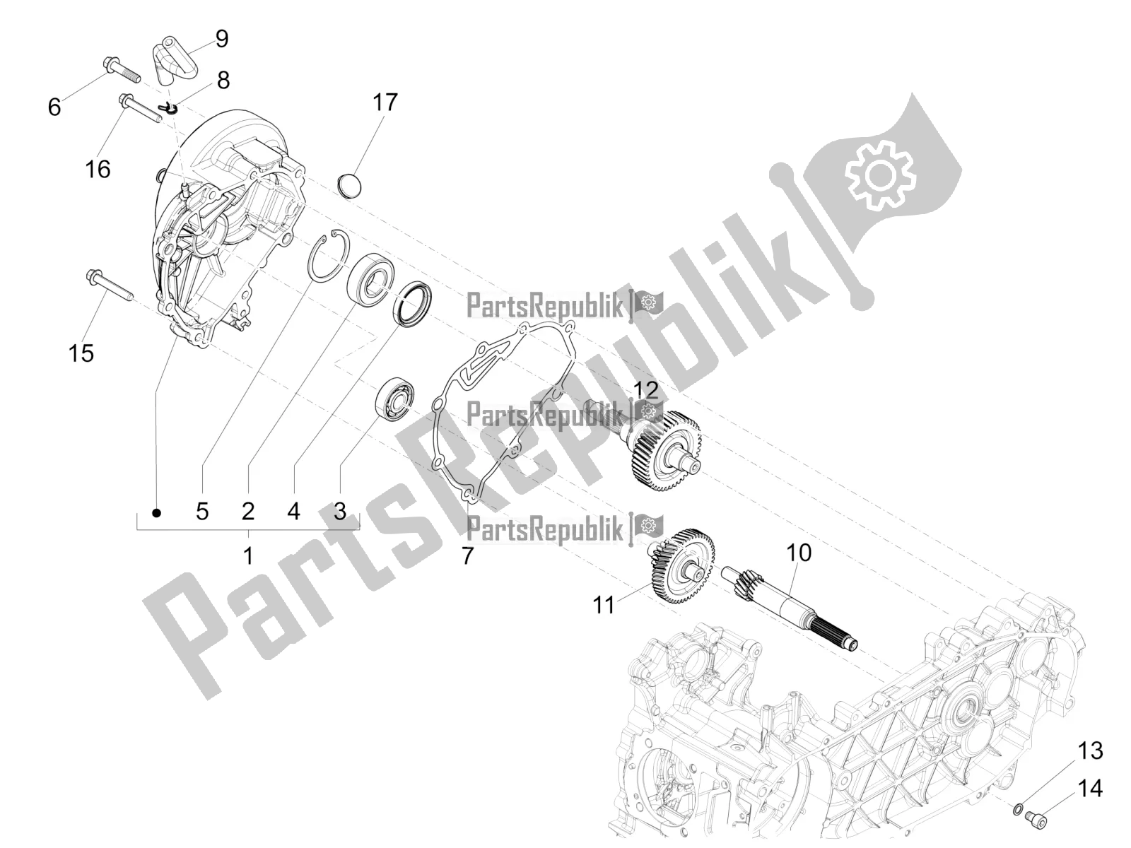 All parts for the Reduction Unit of the Piaggio Liberty 125 Iget 4T 3V IE ABS Apac 2022