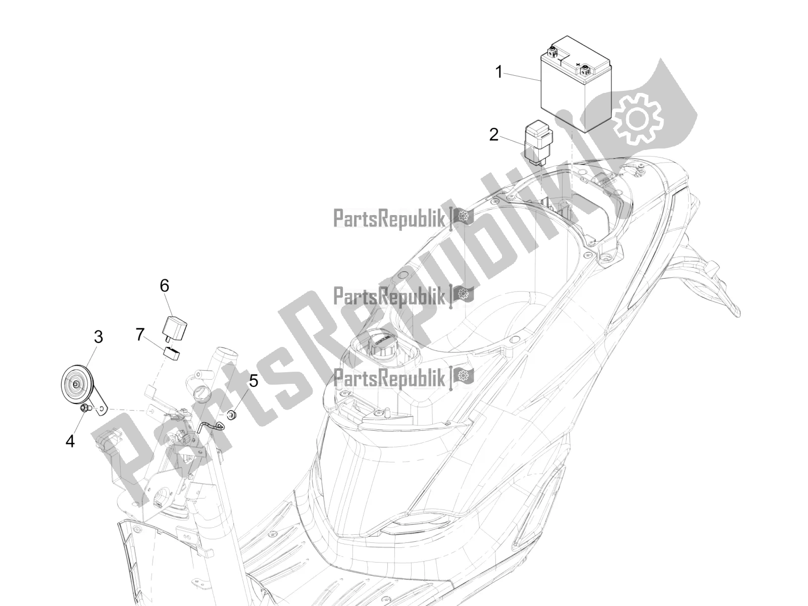 All parts for the Remote Control Switches - Battery - Horn of the Piaggio Liberty 125 Iget 4T 3V IE ABS Apac 2022