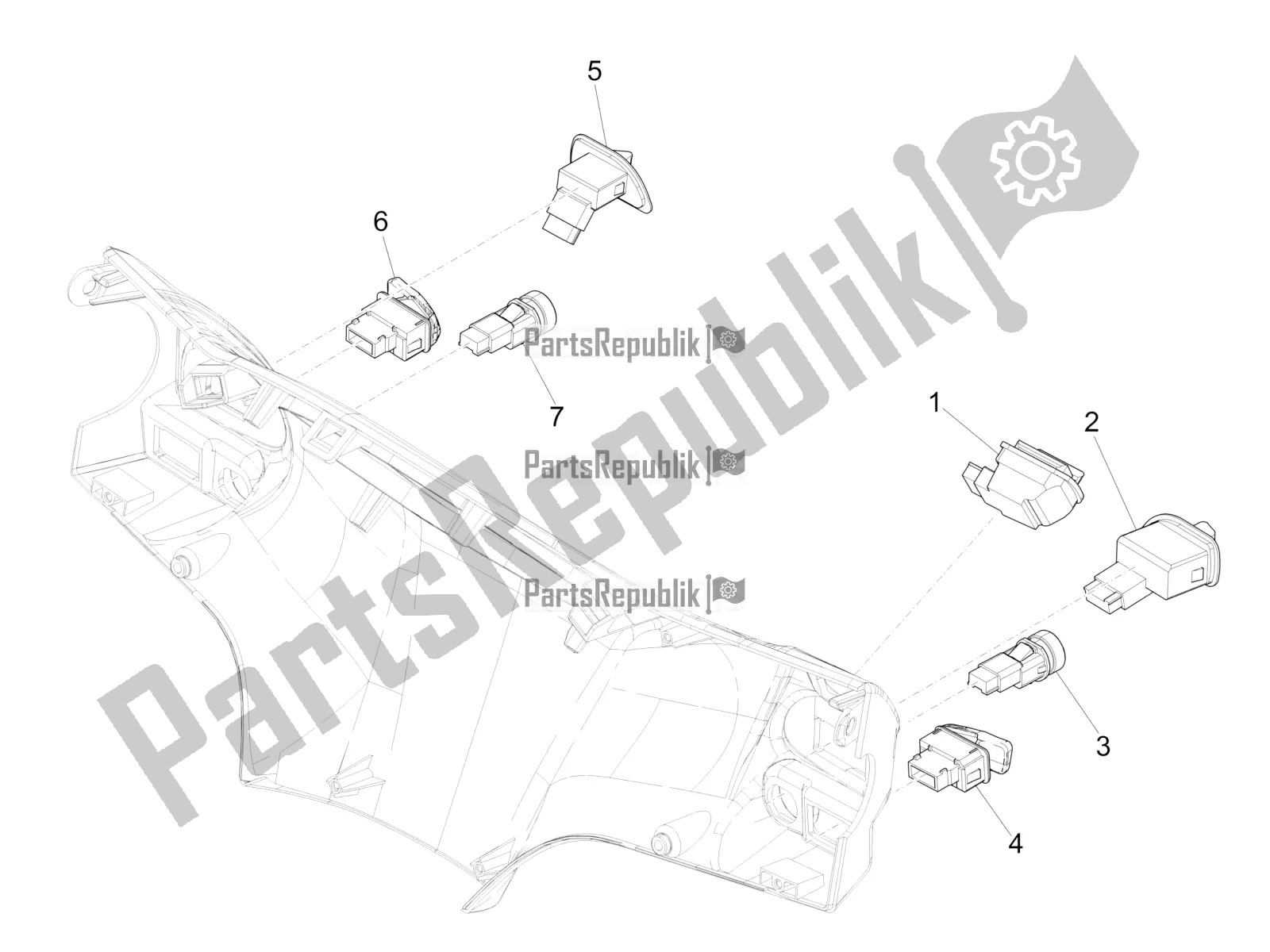 Todas as partes de Seletores - Interruptores - Botões do Piaggio Liberty 125 Iget 4T 3V IE ABS Apac 2022