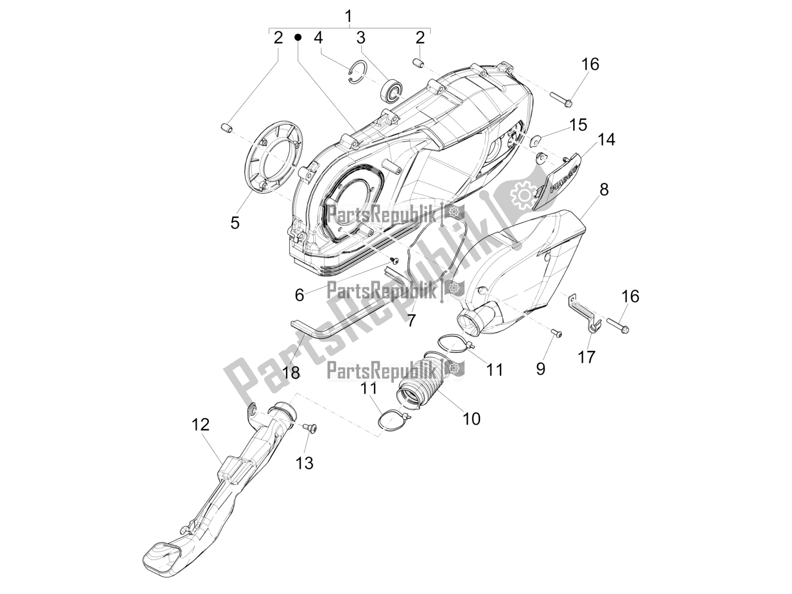 Wszystkie części do Pokrywa Skrzyni Korbowej - Ch? Odzenie Skrzyni Korbowej Piaggio Liberty 125 Iget ABS 2016