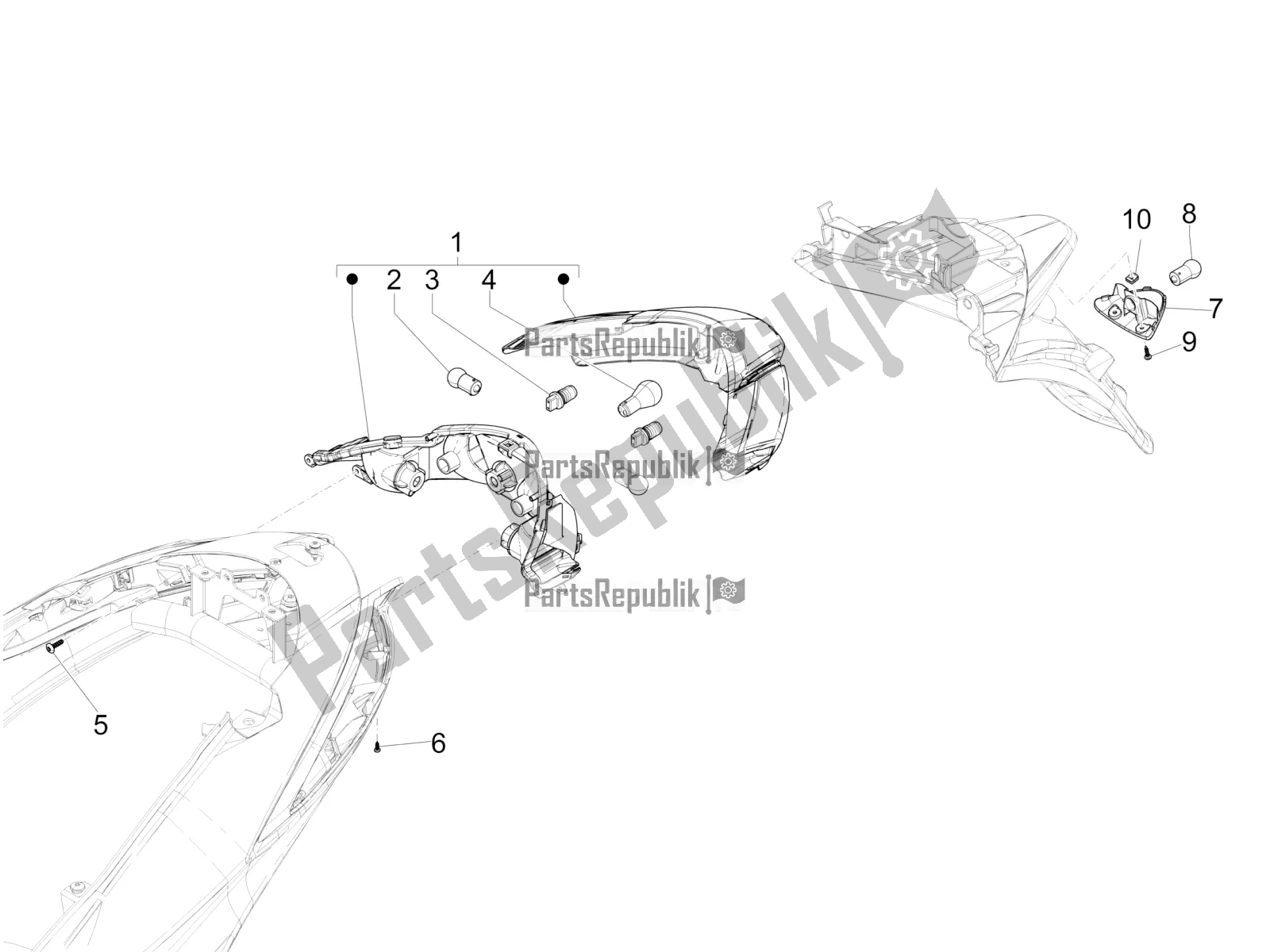 Toutes les pièces pour le Phares Arrière - Clignotants du Piaggio Liberty 125 Iget ABS 2016