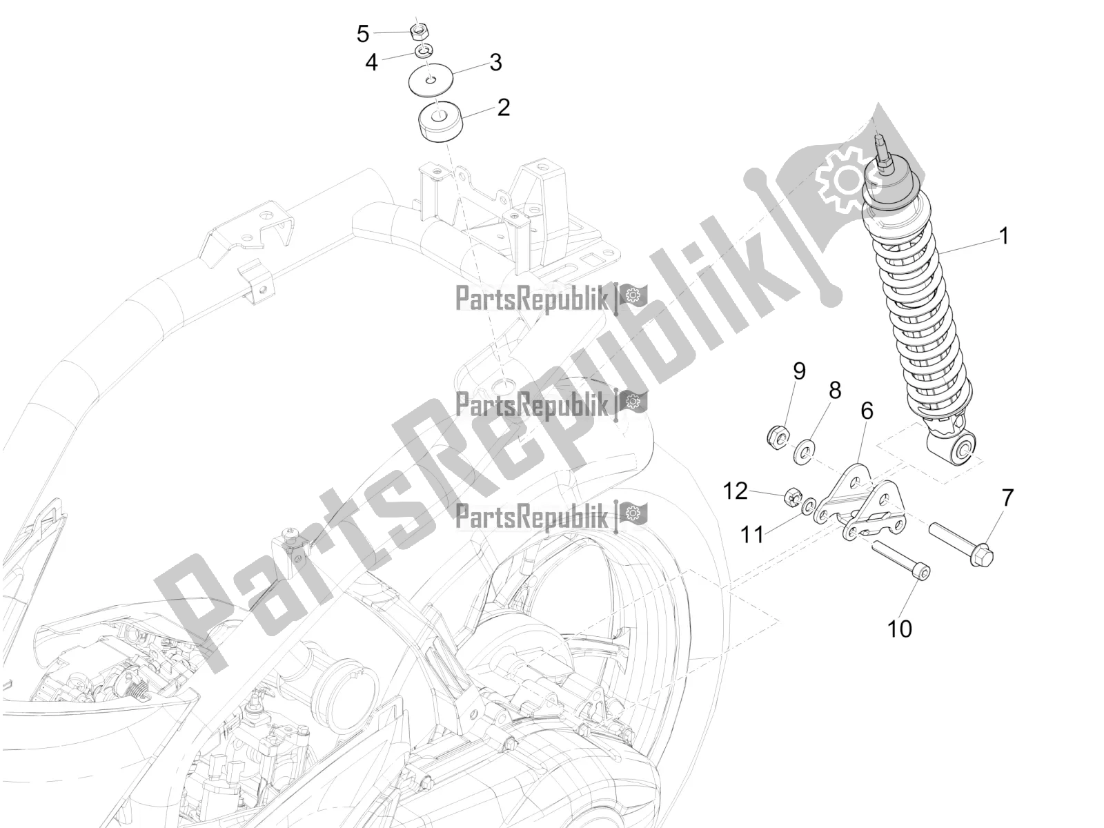 All parts for the Rear Suspension - Shock Absorber/s of the Piaggio Liberty 125 Iget ABS 2016