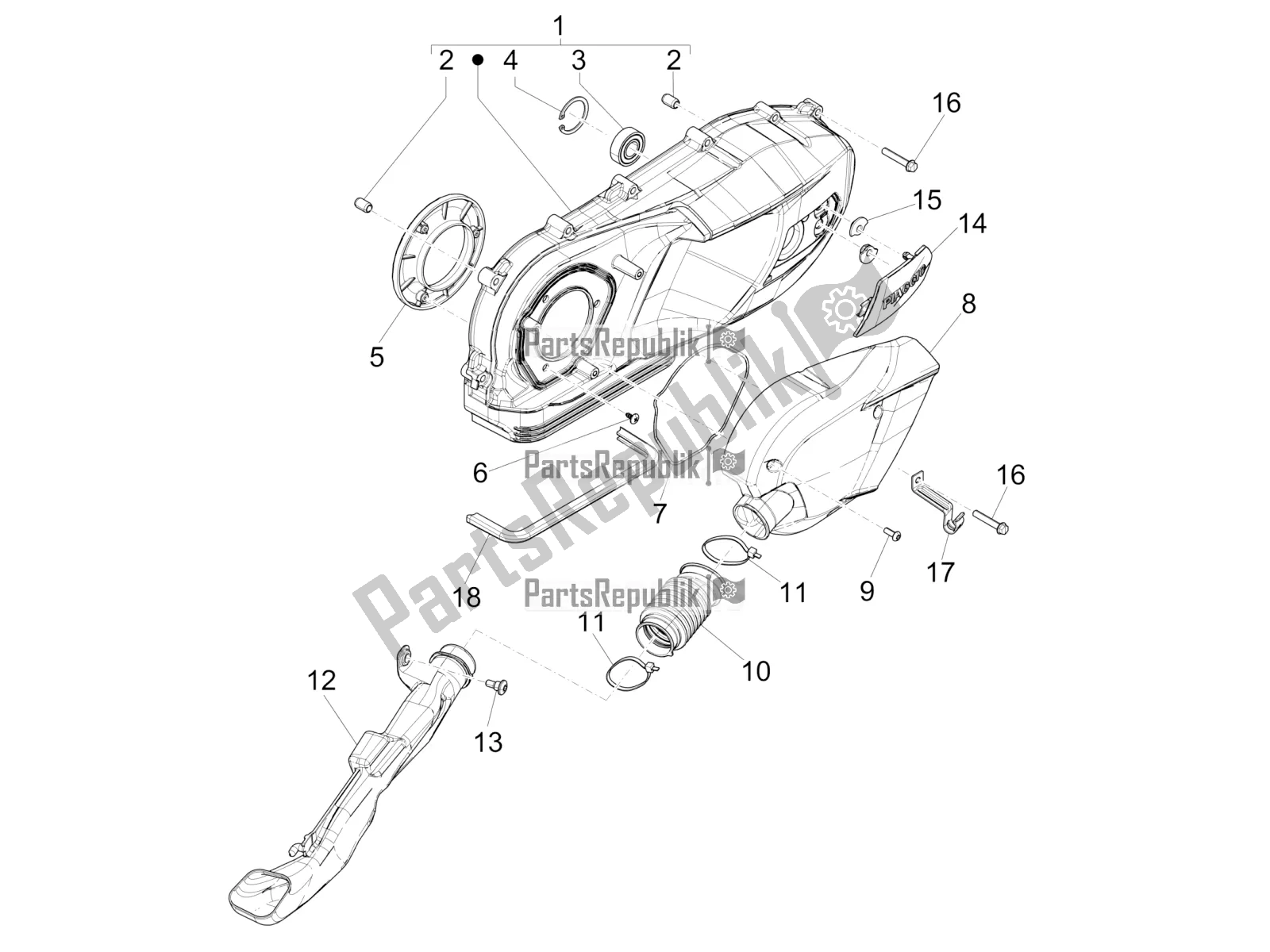 Toutes les pièces pour le Couvercle De Carter - Refroidissement Du Carter du Piaggio Liberty 125 Iget ABS 2017