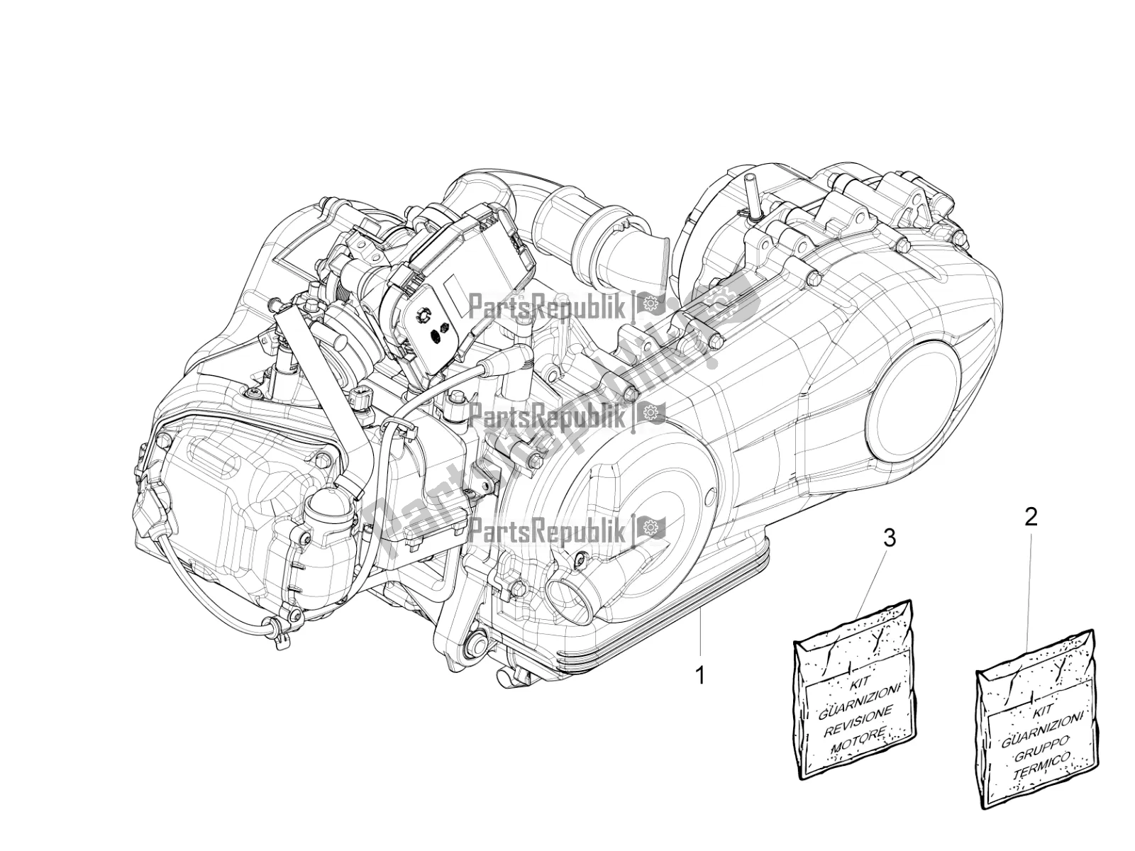 Toutes les pièces pour le Moteur, Assemblage du Piaggio Liberty 125 Iget ABS 2017