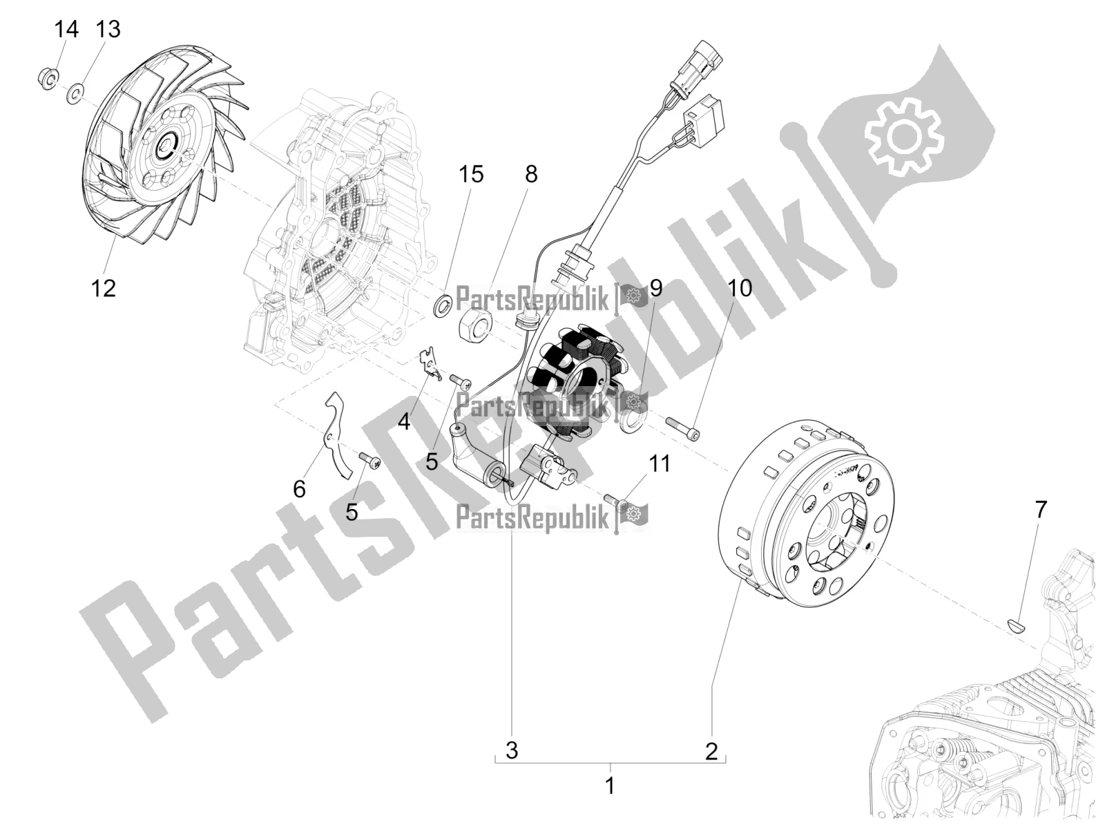 Toutes les pièces pour le Volant Magnéto du Piaggio Liberty 125 Iget ABS 2017