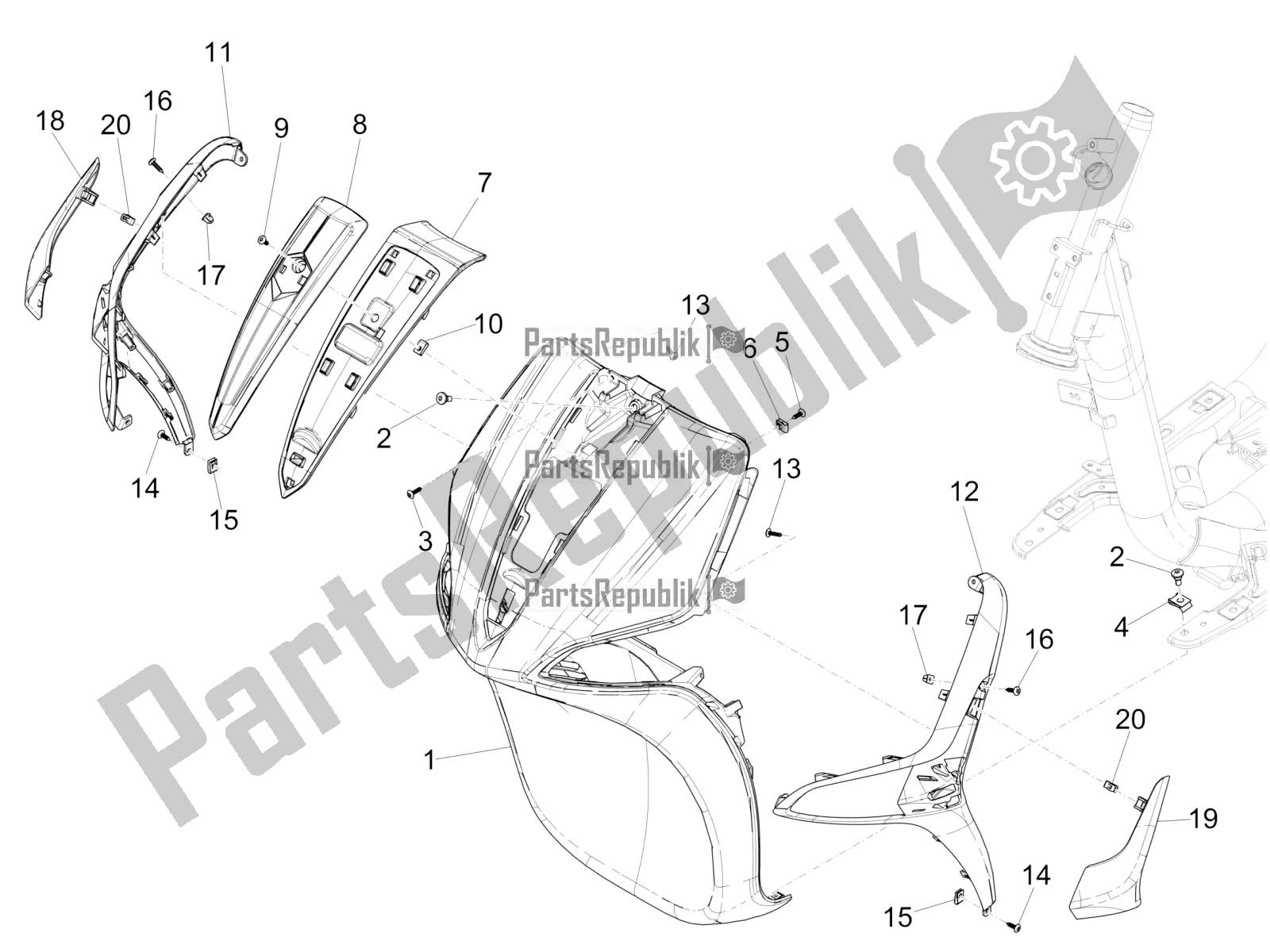 Toutes les pièces pour le Bouclier Avant du Piaggio Liberty 125 Iget ABS 2017