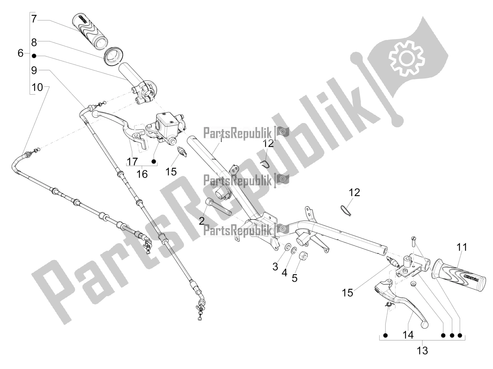 Toutes les pièces pour le Guidon - Master Cil. Du Piaggio Liberty 125 Iget ABS 2017
