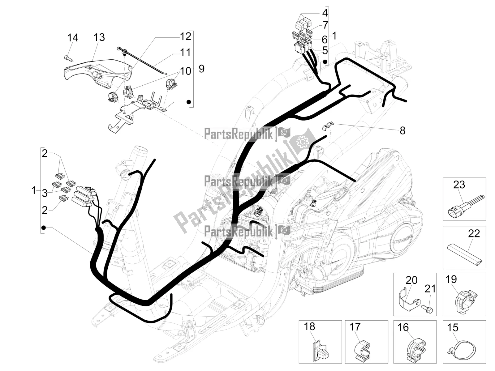 Toutes les pièces pour le Faisceau De Câbles Principal du Piaggio Liberty 125 Iget ABS 2017