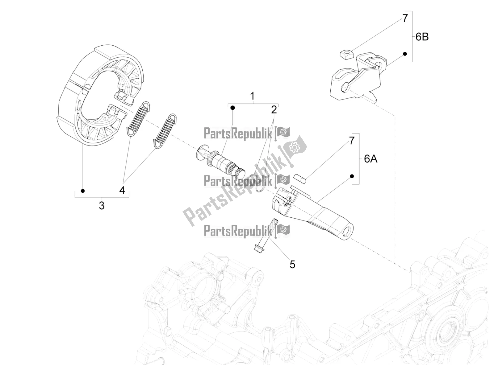 Toutes les pièces pour le Frein Arrière - Mâchoire De Frein du Piaggio Liberty 125 Iget ABS 2017