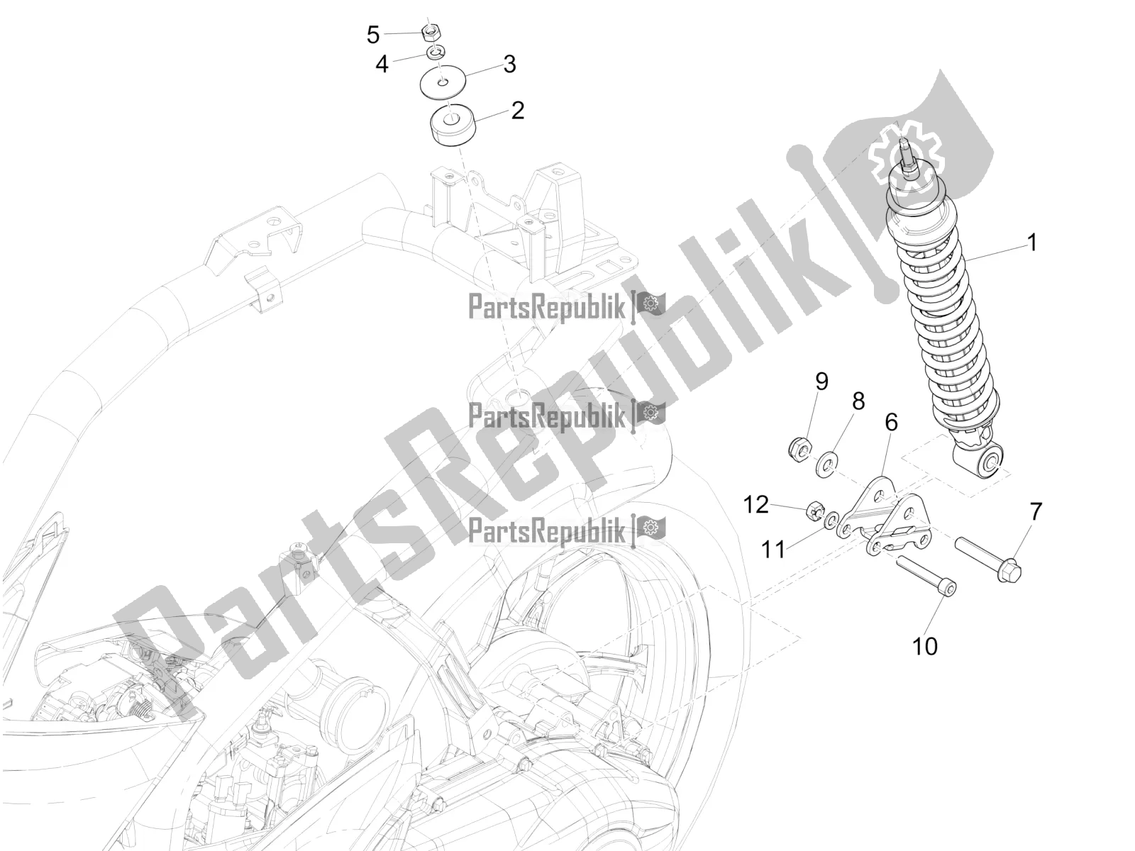 Toutes les pièces pour le Suspension Arrière - Amortisseur / S du Piaggio Liberty 125 Iget ABS 2017