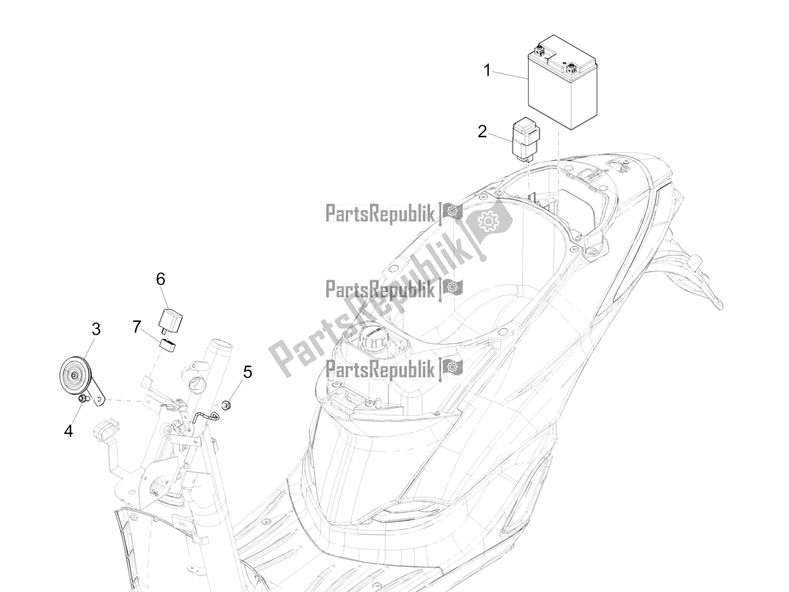 Toutes les pièces pour le Télécommandes - Batterie - Klaxon du Piaggio Liberty 125 Iget ABS 2017