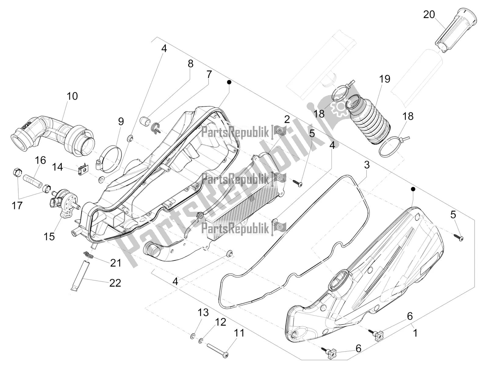 Tutte le parti per il Filtro Dell'aria del Piaggio Liberty 125 Iget ABS 2018