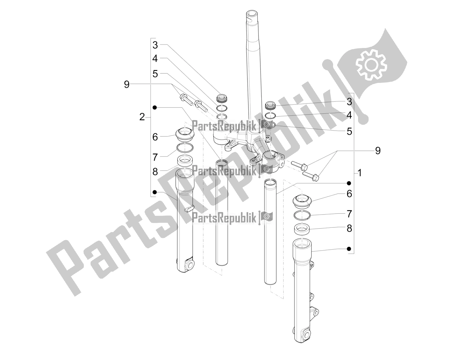 Toutes les pièces pour le Composants De La Fourche (wuxi Top) du Piaggio Liberty 125 Iget ABS 2018