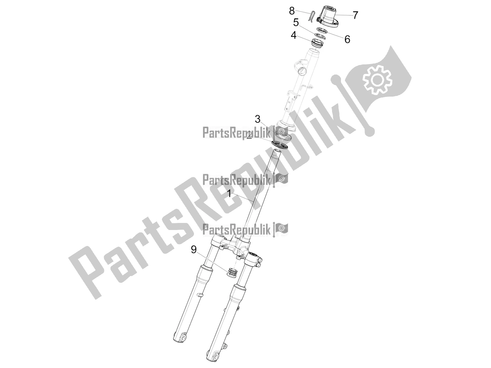 Tutte le parti per il Forcella / Tubo Sterzo - Unità Cuscinetto Sterzo del Piaggio Liberty 125 Iget ABS 2018