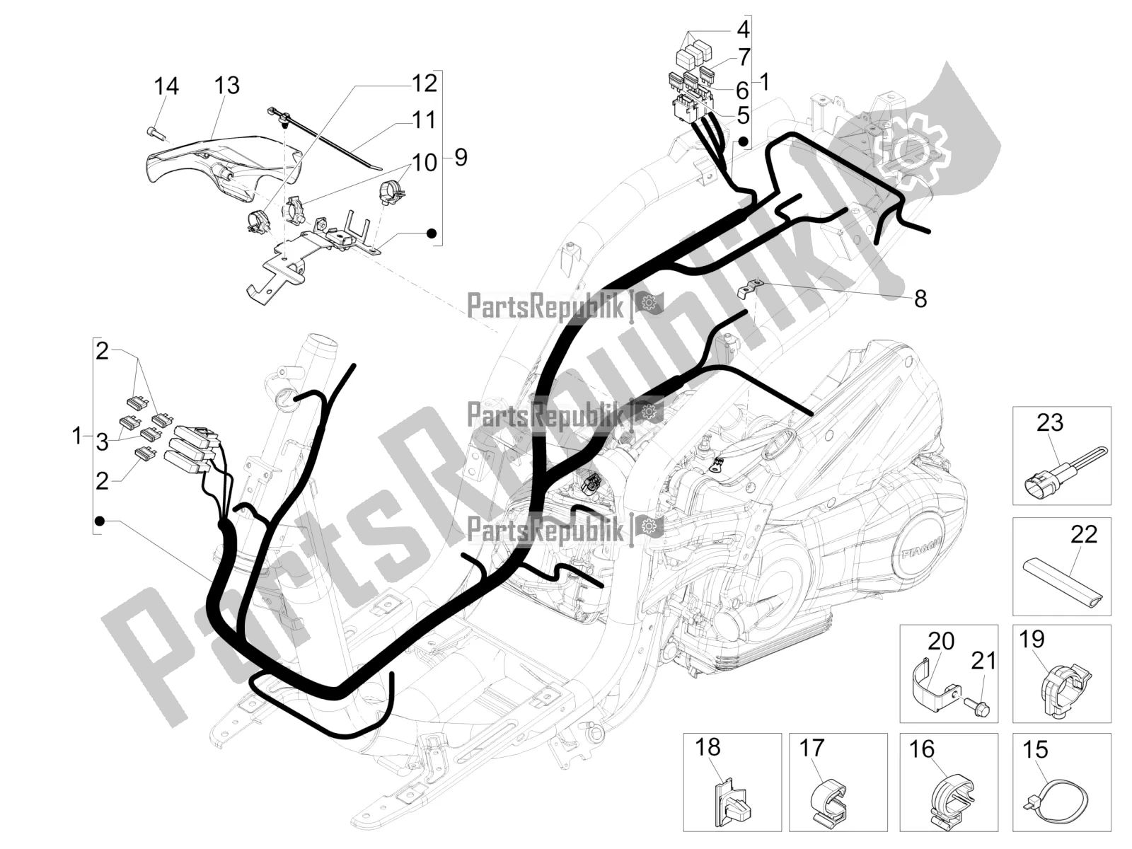 Toutes les pièces pour le Faisceau De Câbles Principal du Piaggio Liberty 125 Iget ABS 2018