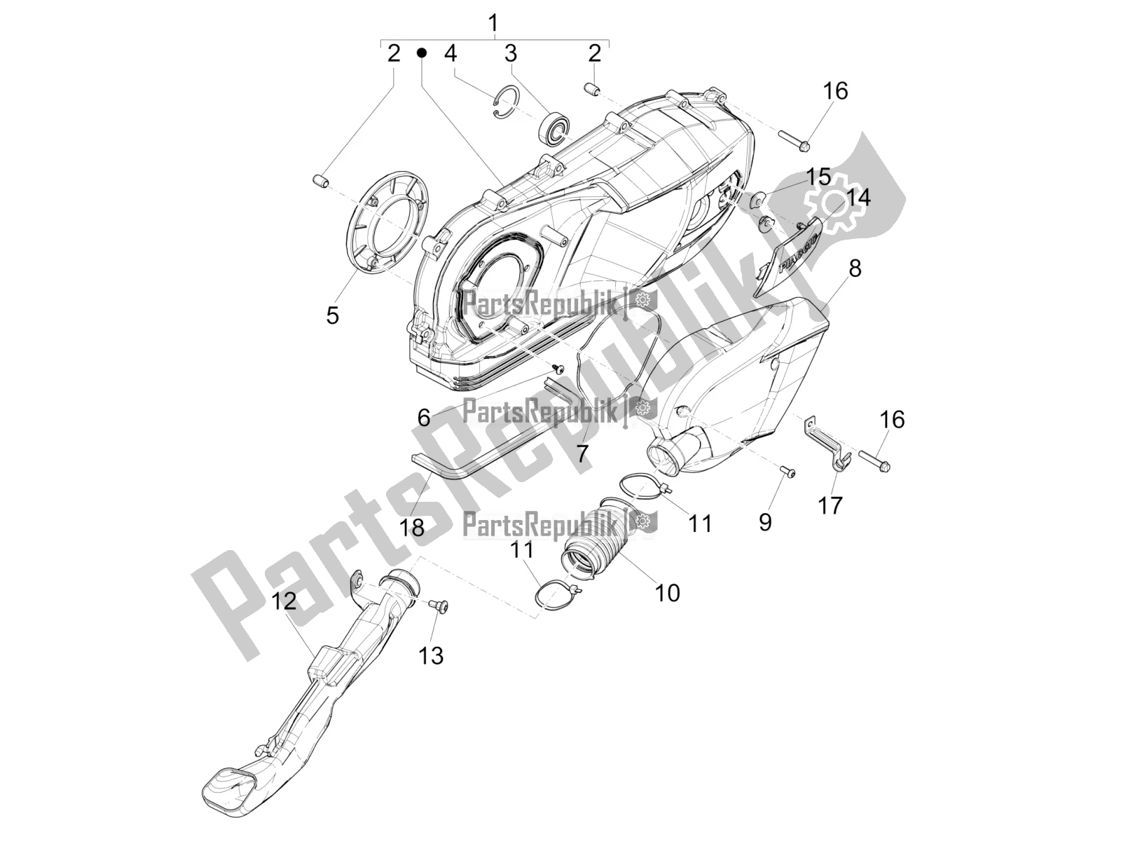 Toutes les pièces pour le Couvercle De Carter - Refroidissement Du Carter du Piaggio Liberty 125 Iget ABS 2019